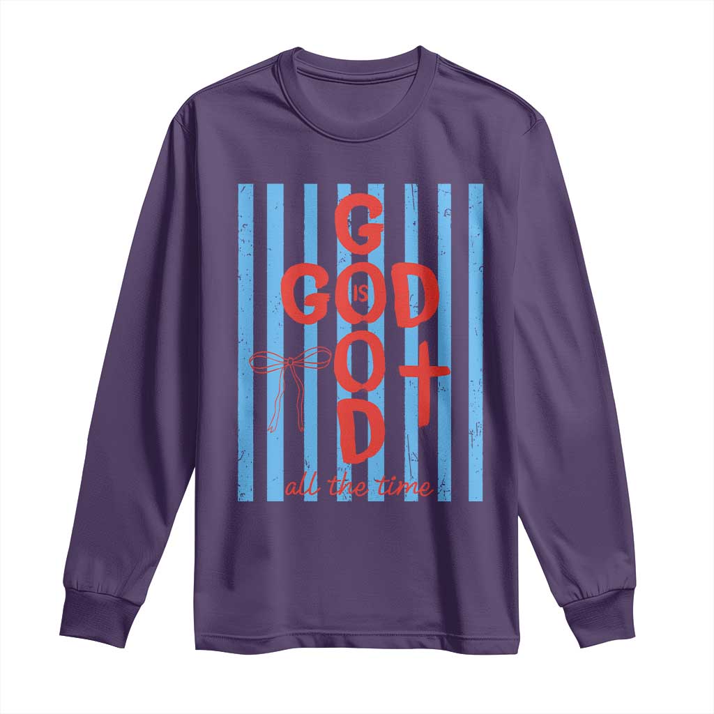 Christian Jesus Lovers Long Sleeve Shirt Striped Preppy God Is Good All The Time