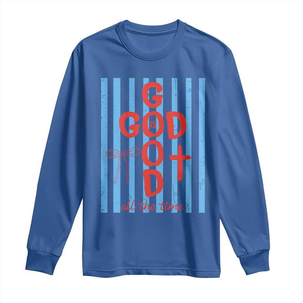 Christian Jesus Lovers Long Sleeve Shirt Striped Preppy God Is Good All The Time