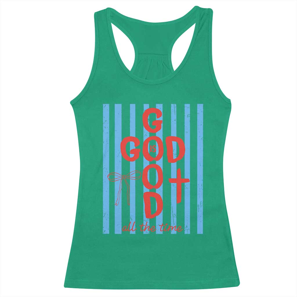 Christian Jesus Lovers Racerback Tank Top Striped Preppy God Is Good All The Time