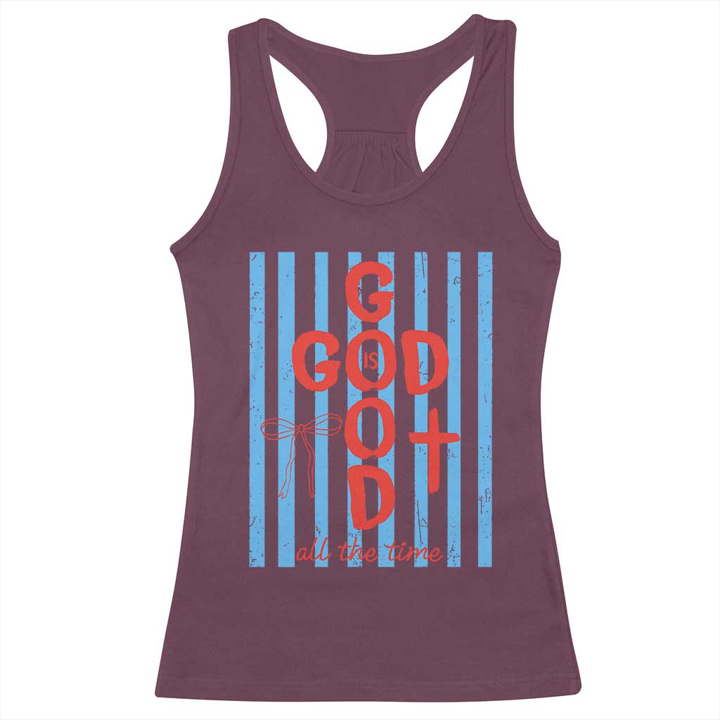 Christian Jesus Lovers Racerback Tank Top Striped Preppy God Is Good All The Time