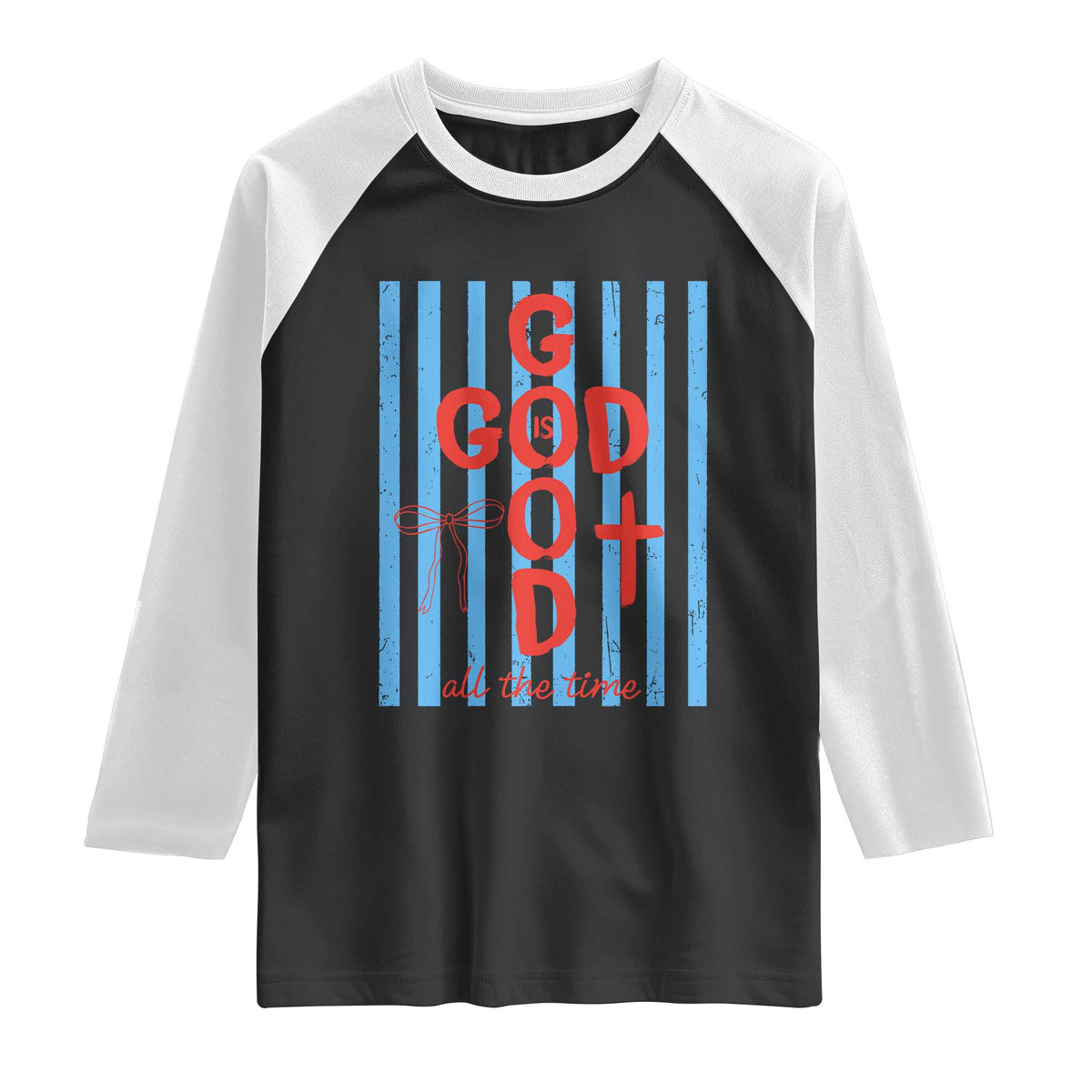 Christian Jesus Lovers Raglan Shirt Striped Preppy God Is Good All The Time