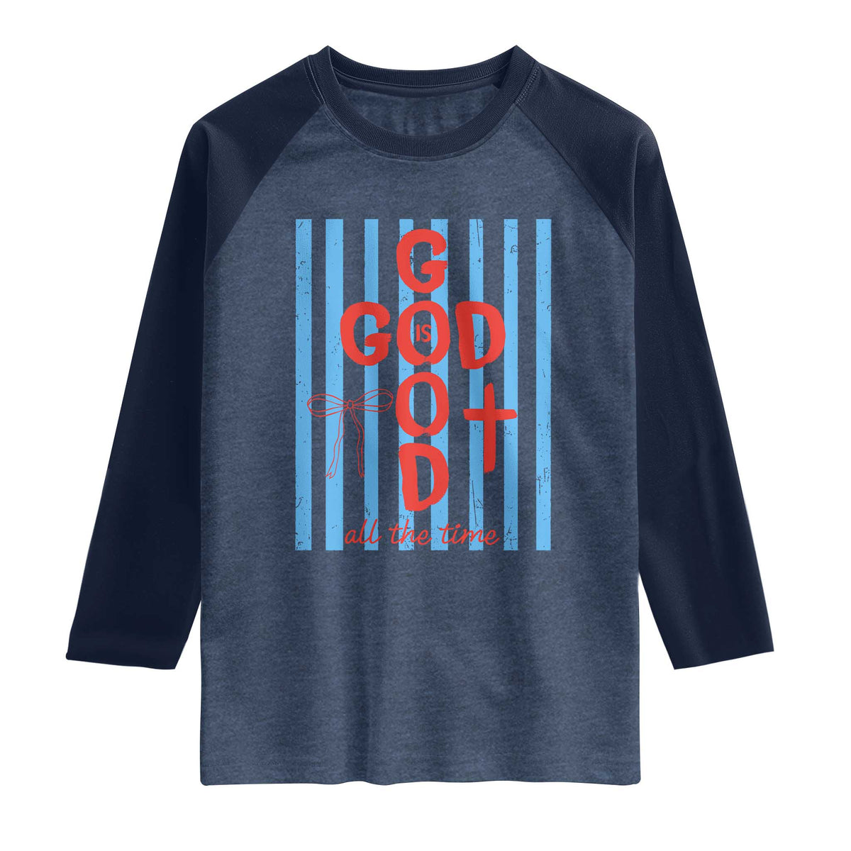 Christian Jesus Lovers Raglan Shirt Striped Preppy God Is Good All The Time