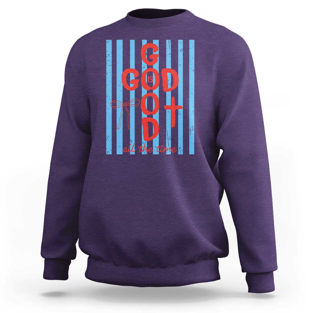 Christian Jesus Lovers Sweatshirt Striped Preppy God Is Good All The Time