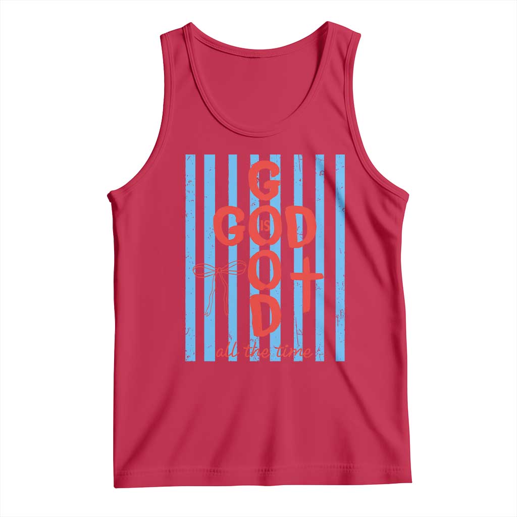 Christian Jesus Lovers Tank Top Striped Preppy God Is Good All The Time