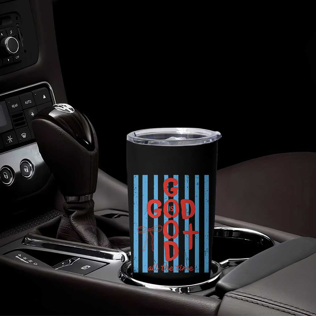 Christian Jesus Lovers Tumbler Cup Striped Preppy God Is Good All The Time