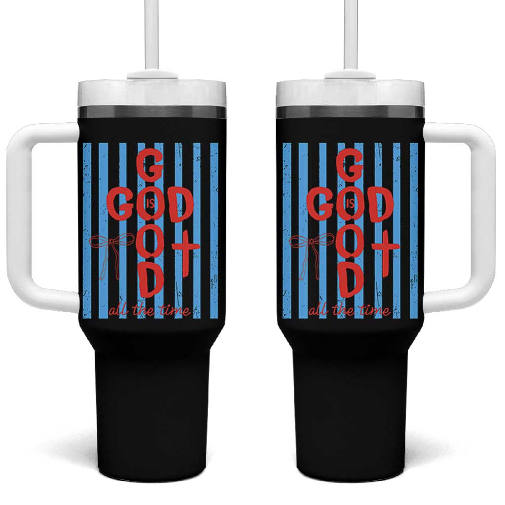 Christian Jesus Lovers Tumbler With Handle Striped Preppy God Is Good All The Time
