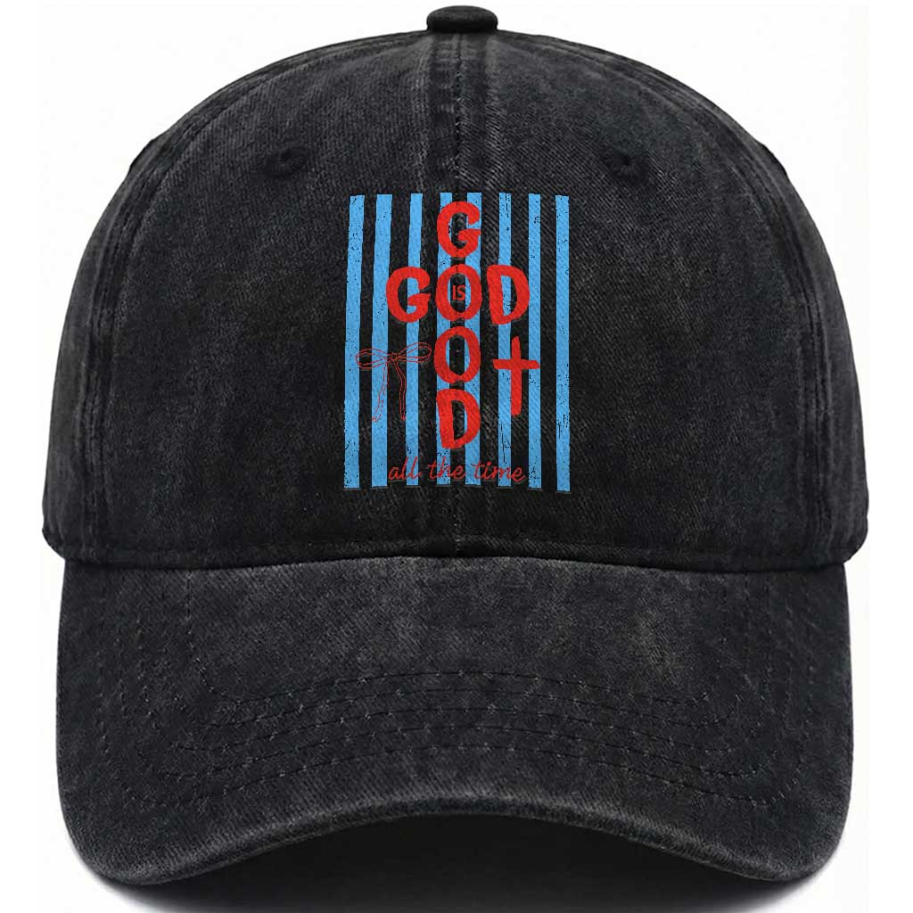 Christian Jesus Lovers Washed Cotton Baseball Cap Striped Preppy God Is Good All The Time