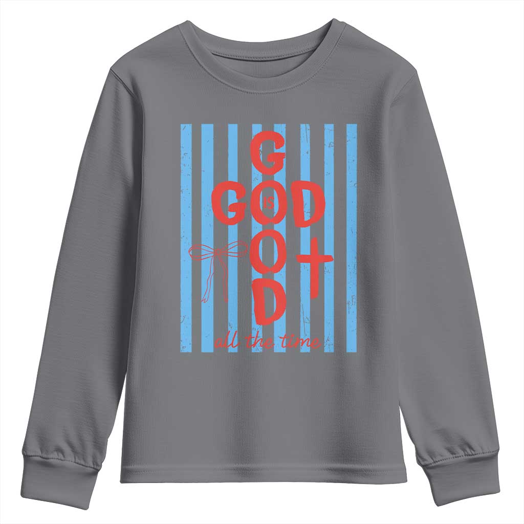 Christian Jesus Lovers Youth Sweatshirt Striped Preppy God Is Good All The Time