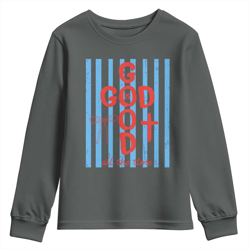 Christian Jesus Lovers Youth Sweatshirt Striped Preppy God Is Good All The Time