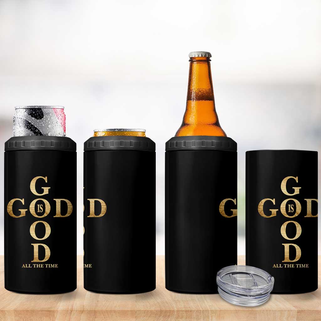 Christian Jesus Lovers 4 in 1 Can Cooler Tumbler God Is Good All The Time Cross