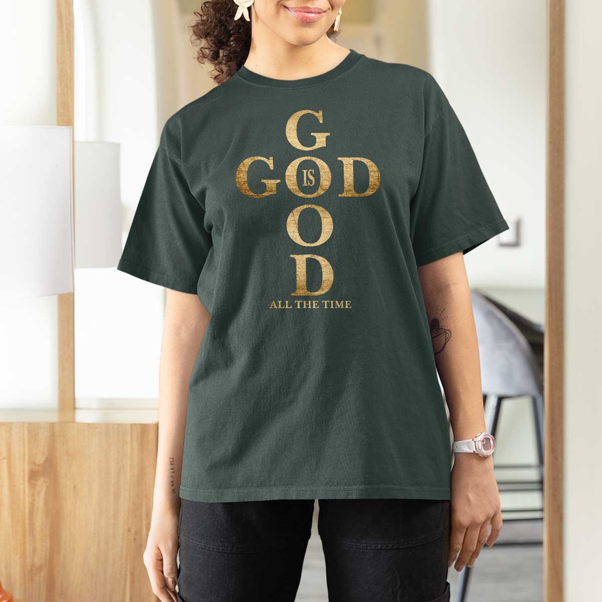 Christian Jesus Lovers T Shirt For Women God Is Good All The Time Cross