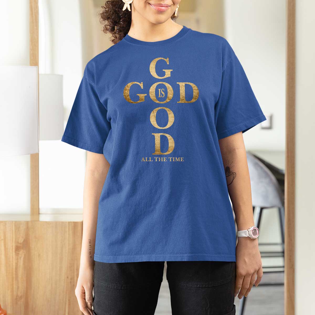 Christian Jesus Lovers T Shirt For Women God Is Good All The Time Cross