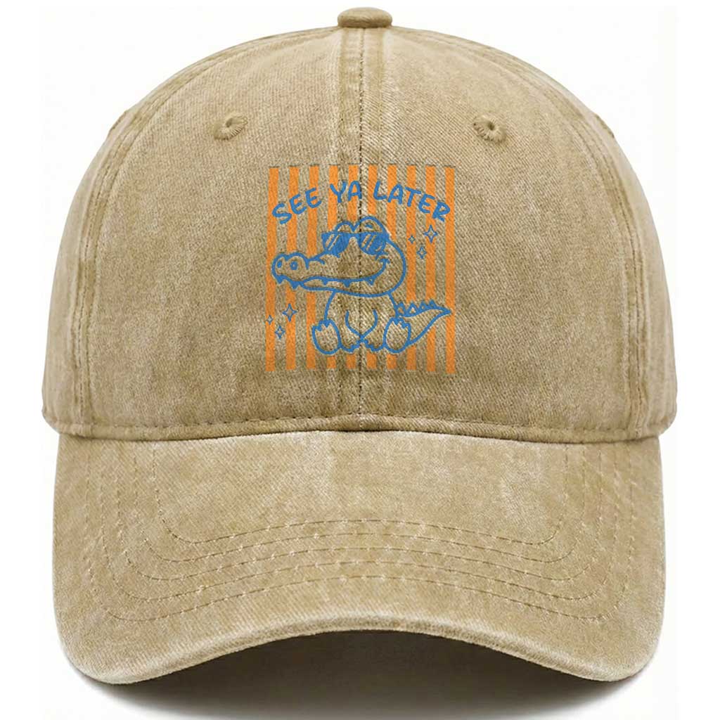 See You Later Alligator Washed Cotton Baseball Cap Funny Last Day End of Year Teacher Summer Gift