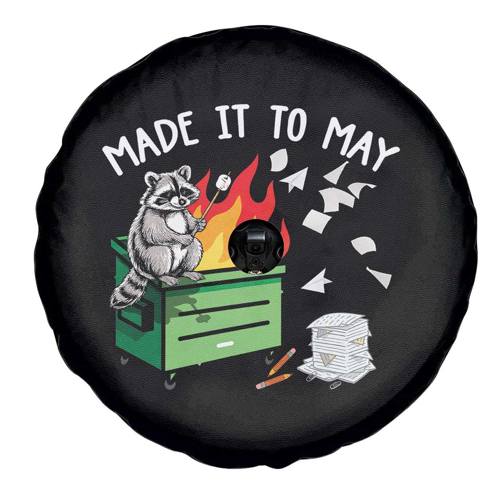 Last Day of School Spare Tire Cover Funny Raccoon Dumpster Fire Made It To May Teacher