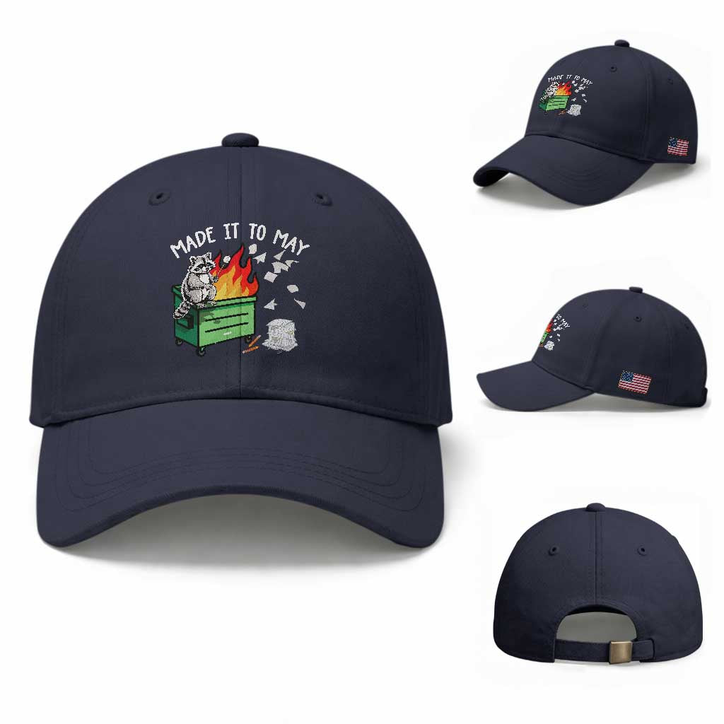 Last Day of School Baseball Cap Funny Raccoon Dumpster Fire Made It To May Teacher