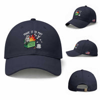 Last Day of School Baseball Cap Funny Raccoon Dumpster Fire Made It To May Teacher