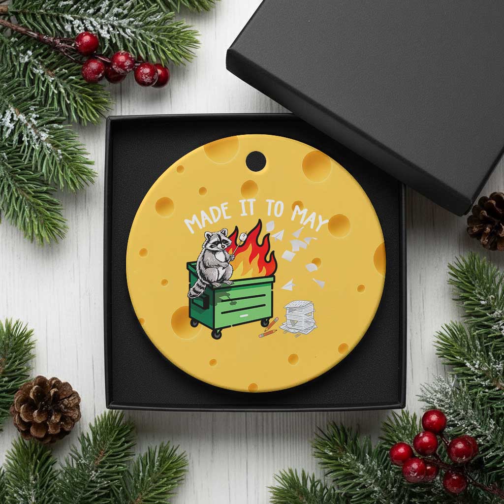 Last Day of School Ceramic Ornament Funny Raccoon Dumpster Fire Made It To May Teacher
