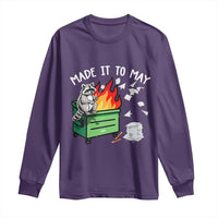 Last Day of School Long Sleeve Shirt Funny Raccoon Dumpster Fire Made It To May Teacher