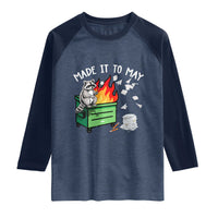 Last Day of School Raglan Shirt Funny Raccoon Dumpster Fire Made It To May Teacher