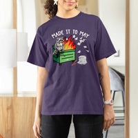 Last Day of School T Shirt For Women Funny Raccoon Dumpster Fire Made It To May Teacher