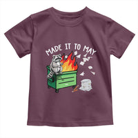 Last Day of School Toddler T Shirt Funny Raccoon Dumpster Fire Made It To May Teacher