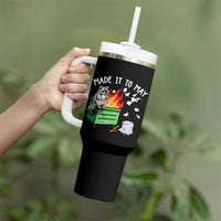Last Day of School Tumbler With Handle Funny Raccoon Dumpster Fire Made It To May Teacher