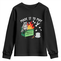 Last Day of School Youth Sweatshirt Funny Raccoon Dumpster Fire Made It To May Teacher