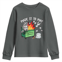 Last Day of School Youth Sweatshirt Funny Raccoon Dumpster Fire Made It To May Teacher