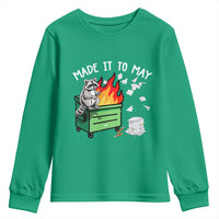 Last Day of School Youth Sweatshirt Funny Raccoon Dumpster Fire Made It To May Teacher