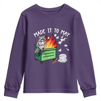 Last Day of School Youth Sweatshirt Funny Raccoon Dumpster Fire Made It To May Teacher