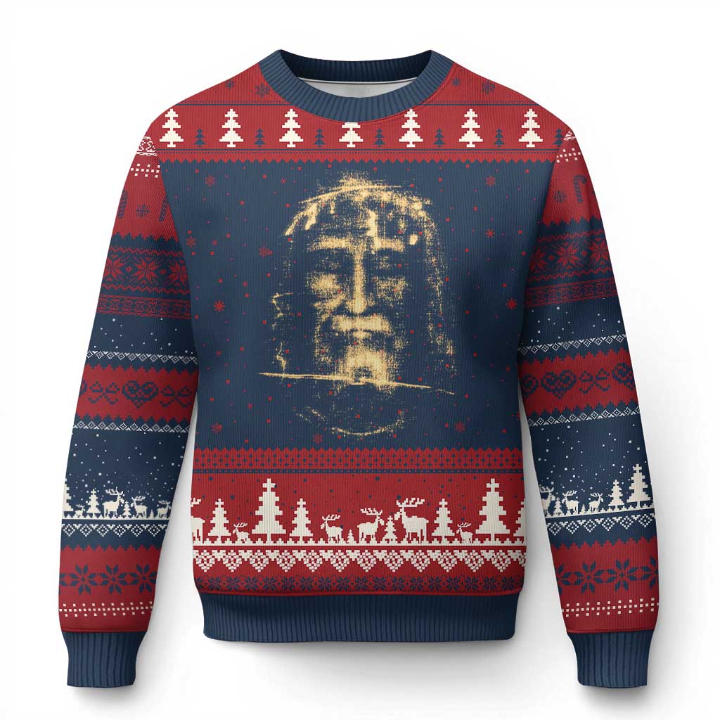 Shroud Of Turin Jesus Ugly Christmas Sweater Jesus Christ Face Religious Catholic Christian Faith