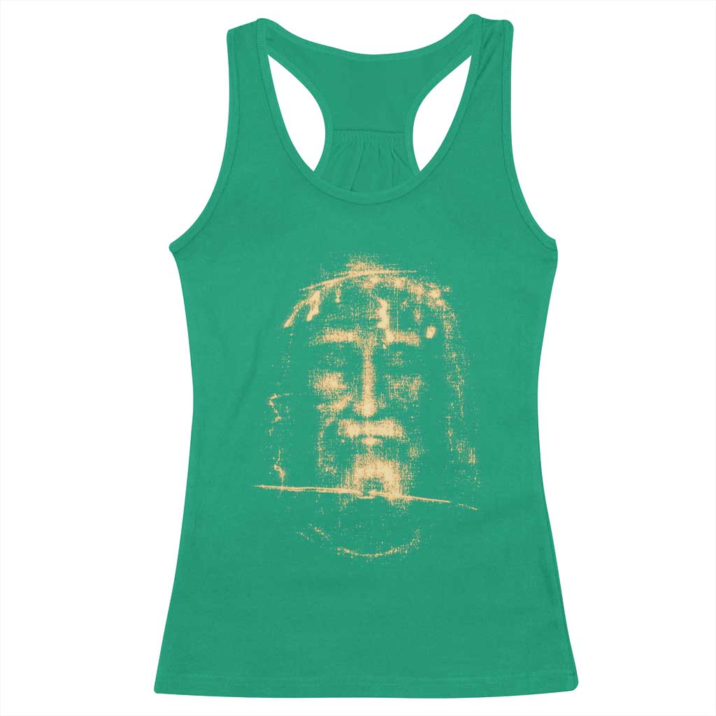 Shroud Of Turin Jesus Racerback Tank Top Jesus Christ Face Religious Catholic Christian Faith