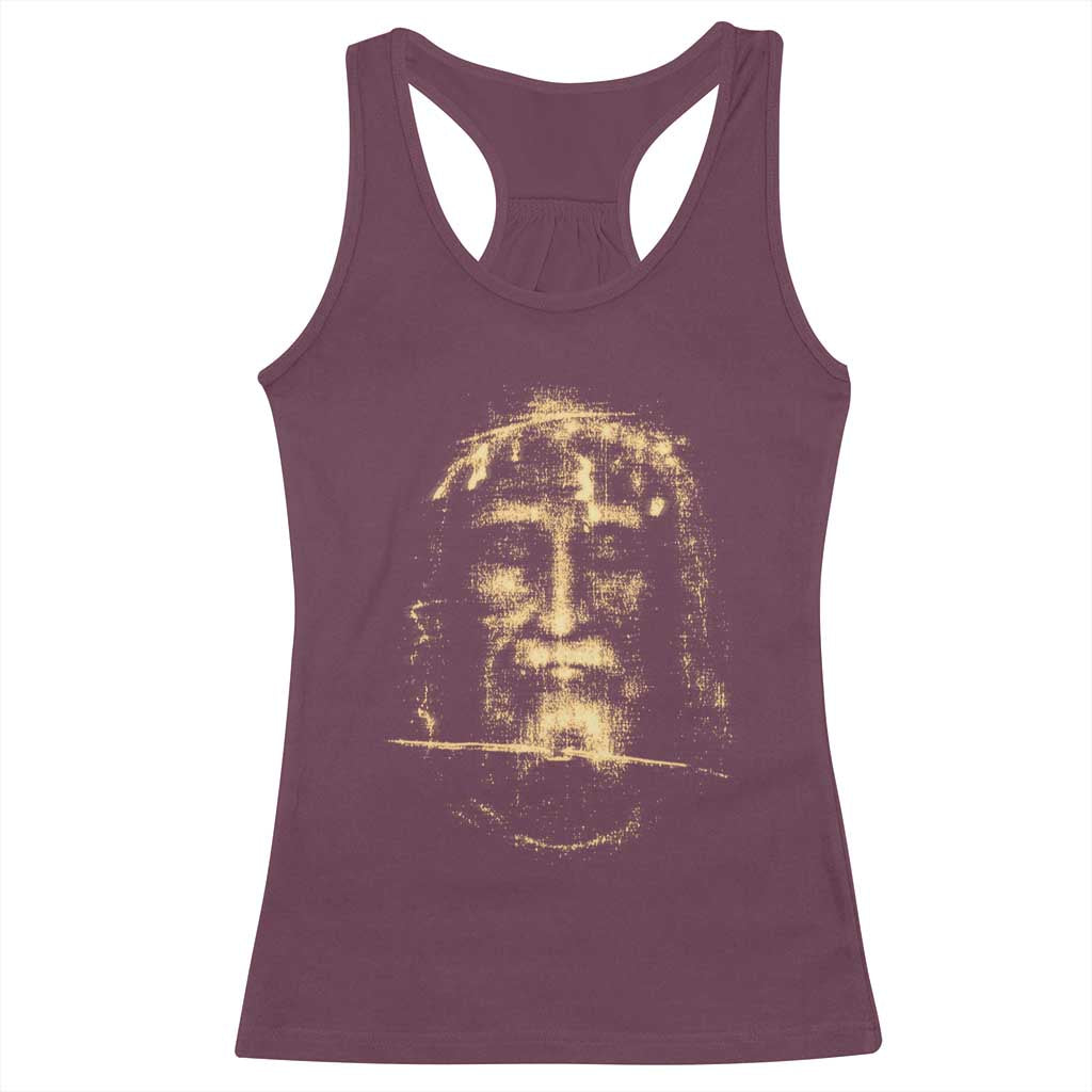 Shroud Of Turin Jesus Racerback Tank Top Jesus Christ Face Religious Catholic Christian Faith