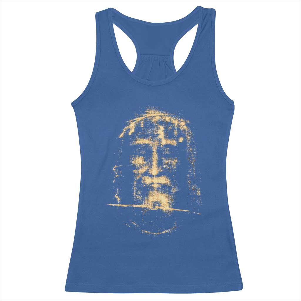 Shroud Of Turin Jesus Racerback Tank Top Jesus Christ Face Religious Catholic Christian Faith
