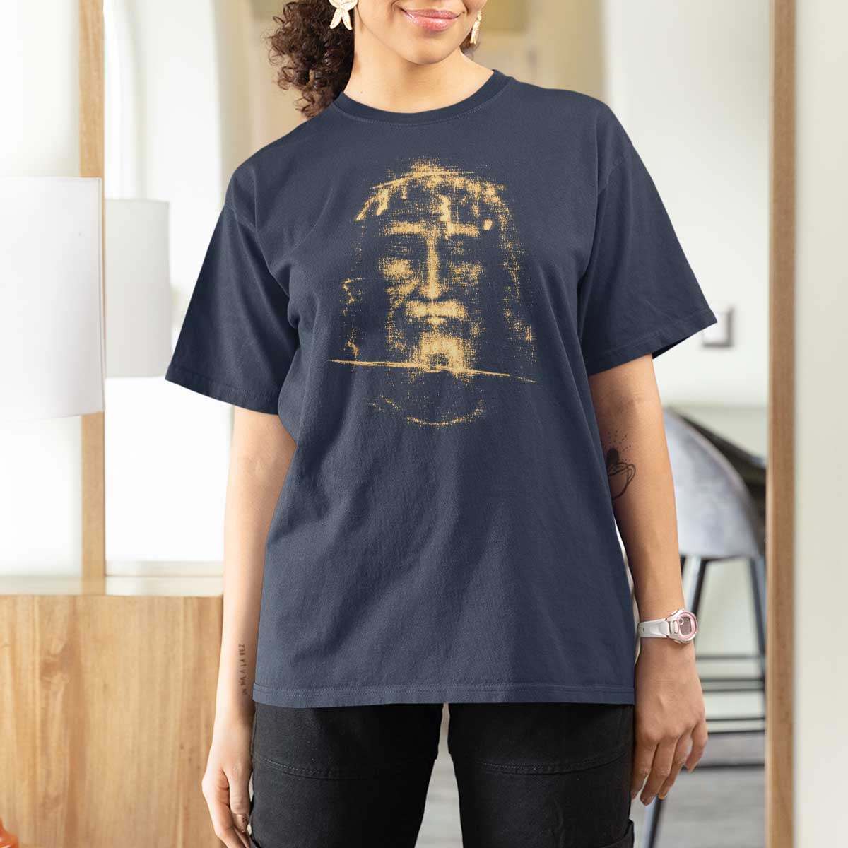 Shroud Of Turin Jesus T Shirt For Women Jesus Christ Face Religious Catholic Christian Faith