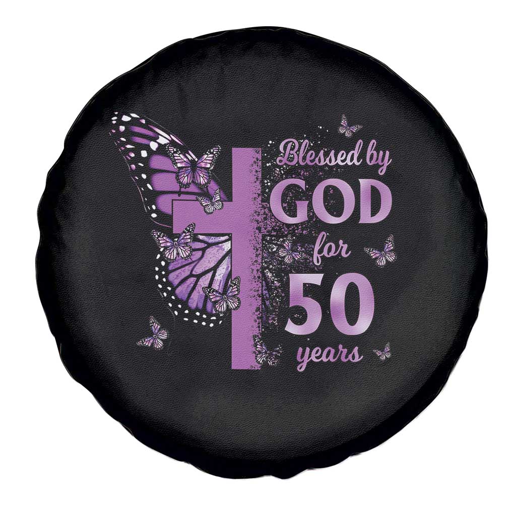 50th Birthday Gifts For Her Spare Tire Cover Blessed By God For 50 Years Christian Butterfly Cross