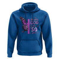 50th Birthday Gifts For Her Hoodie Blessed By God For 50 Years Christian Butterfly Cross