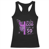 50th Birthday Gifts For Her Racerback Tank Top Blessed By God For 50 Years Christian Butterfly Cross