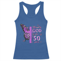50th Birthday Gifts For Her Racerback Tank Top Blessed By God For 50 Years Christian Butterfly Cross