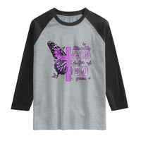 50th Birthday Gifts For Her Raglan Shirt Blessed By God For 50 Years Christian Butterfly Cross