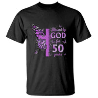 50th Birthday Gifts For Her T Shirt Blessed By God For 50 Years Christian Butterfly Cross