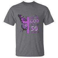 50th Birthday Gifts For Her T Shirt Blessed By God For 50 Years Christian Butterfly Cross