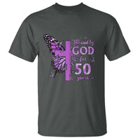50th Birthday Gifts For Her T Shirt Blessed By God For 50 Years Christian Butterfly Cross
