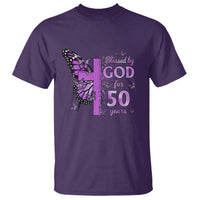 50th Birthday Gifts For Her T Shirt Blessed By God For 50 Years Christian Butterfly Cross
