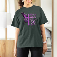 50th Birthday Gifts For Her T Shirt For Women Blessed By God For 50 Years Christian Butterfly Cross