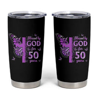 50th Birthday Gifts For Her Tumbler Cup Blessed By God For 50 Years Christian Butterfly Cross