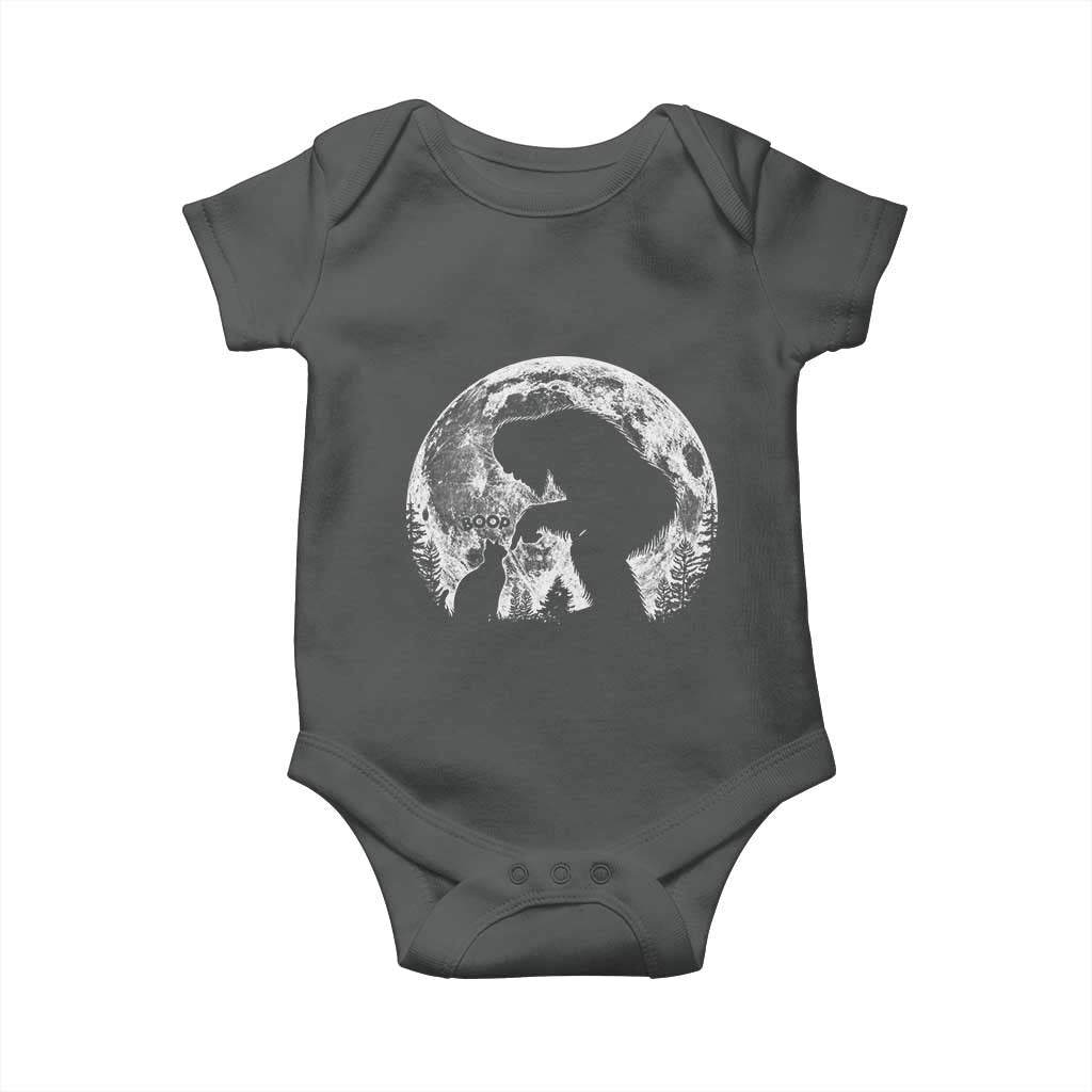 Fun Hand Boop Nose Bigfoot Cat Baby Onesie Sasquatch Full Moon