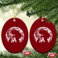 Fun Hand Boop Nose Bigfoot Cat Ceramic Ornament Sasquatch Full Moon