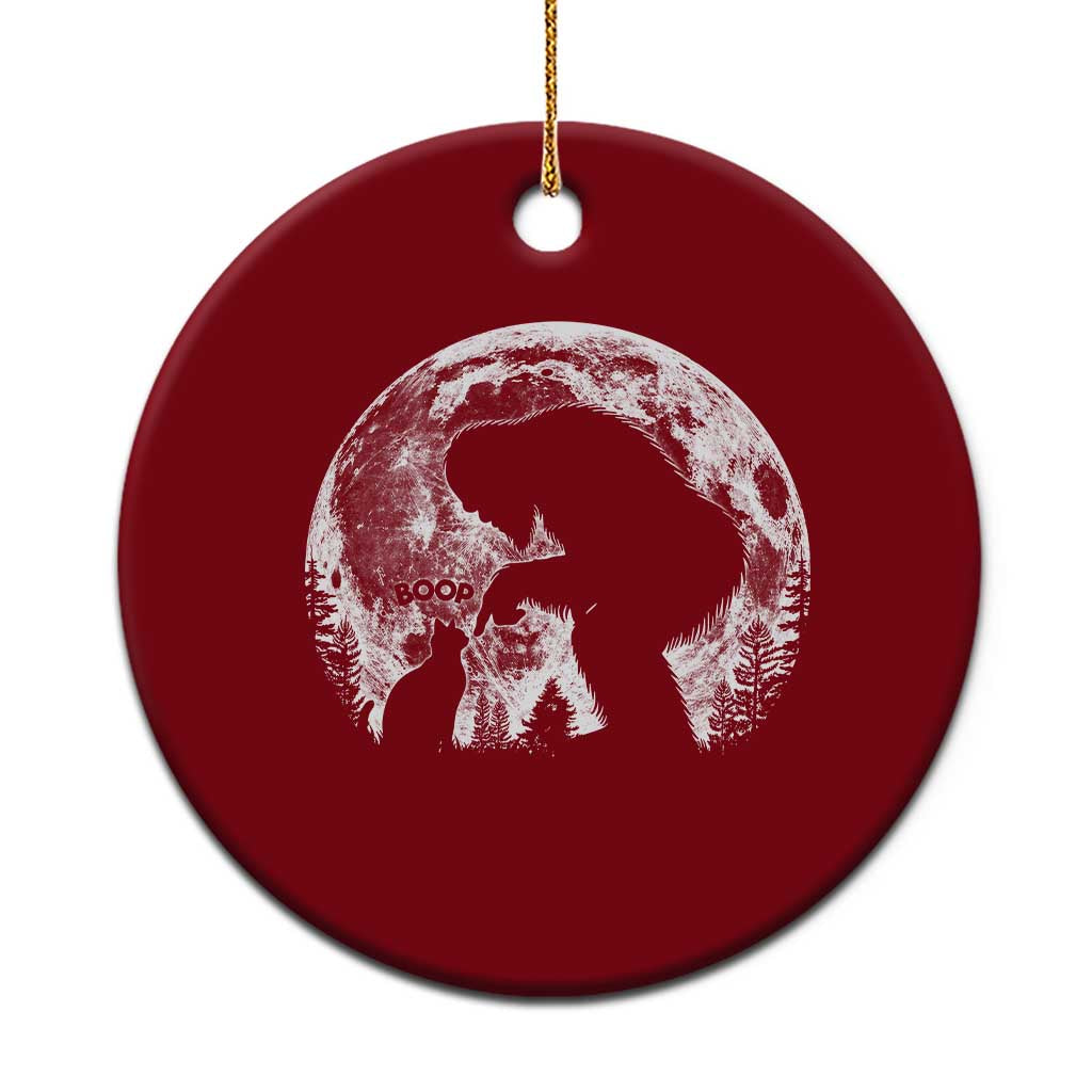 Fun Hand Boop Nose Bigfoot Cat Ceramic Ornament Sasquatch Full Moon