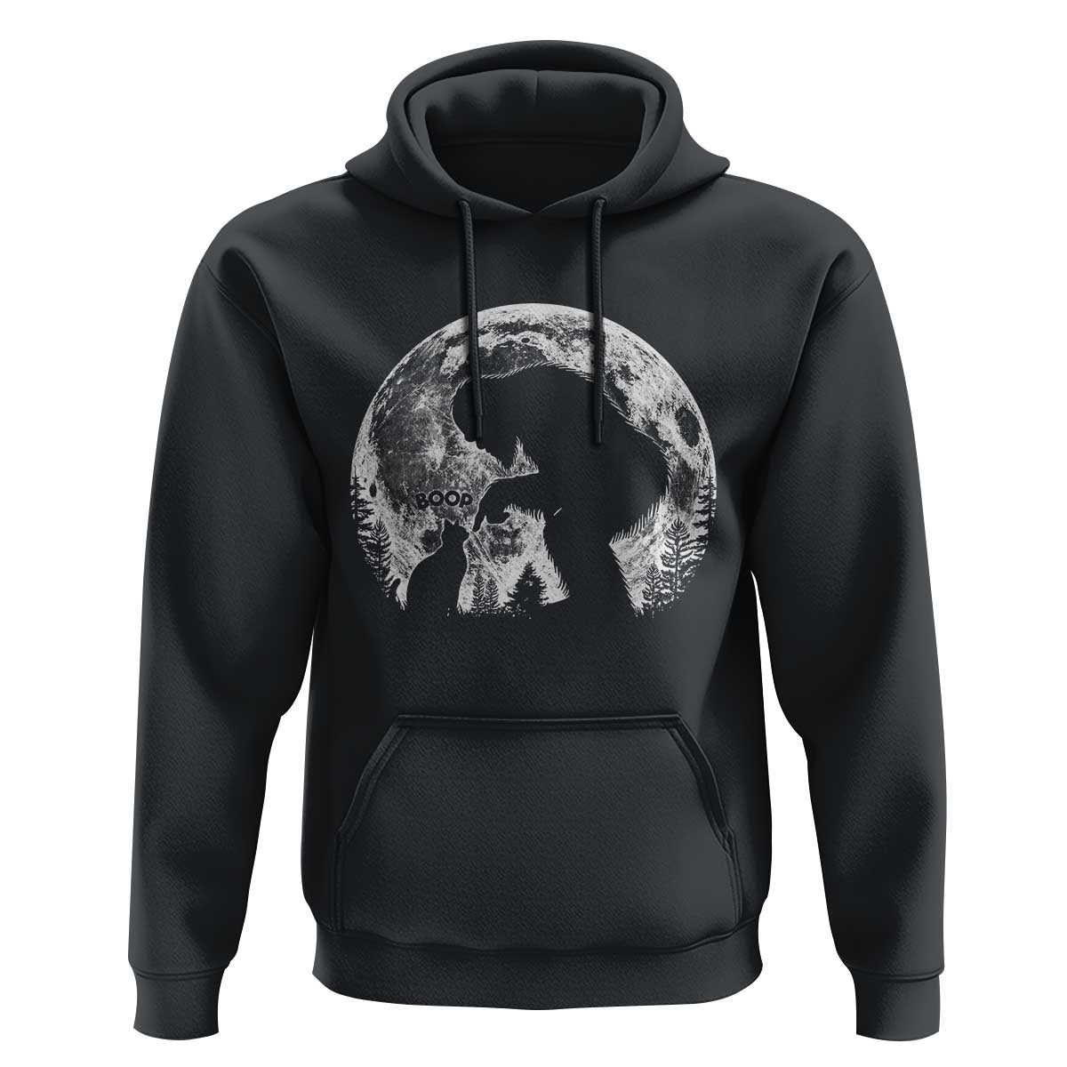 Fun Hand Boop Nose Bigfoot Cat Hoodie Sasquatch Full Moon